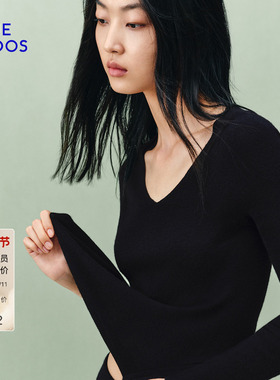 【零感羊绒】BLUE ERDOS 冬季新品羊毛羊绒轻盈修身V领长袖套衫