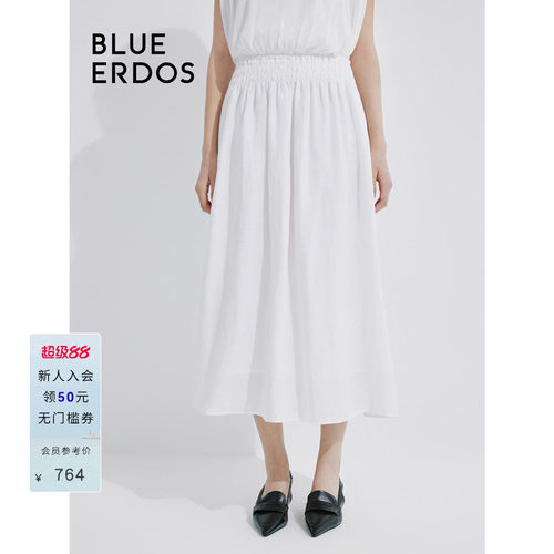 blueerdosA字亚麻混纺半身裙