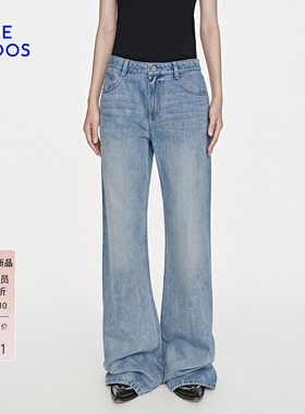 BLUE ERDOS26早春新品通勤百搭闪饰阔腿松弛感牛仔裤B2265M117