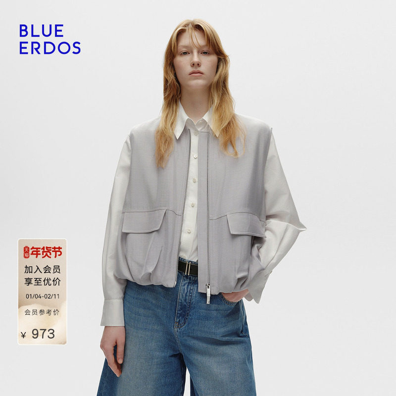 BLUE ERDOS 冬季新品格雷系烟灰色无袖拉链女外套B256J3001,女装/女士精品,马夹,淘宝优惠券,粉丝福利购,淘宝优惠卷