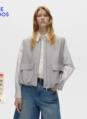 BLUE ERDOS 冬季新品格雷系烟灰色无袖拉链女外套B256J3001