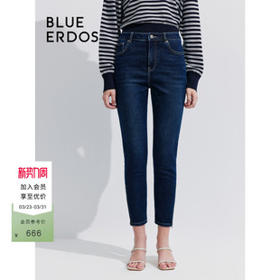 女裤 BLUE 小脚牛仔九分裤 通勤修身 B245M3011 ERDOS经典