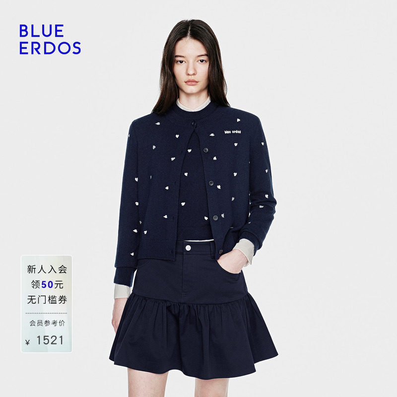 【明星同款】BLUE ERDOS26秋季新心愿针织羊毛羊绒混纺针织开衫女图片