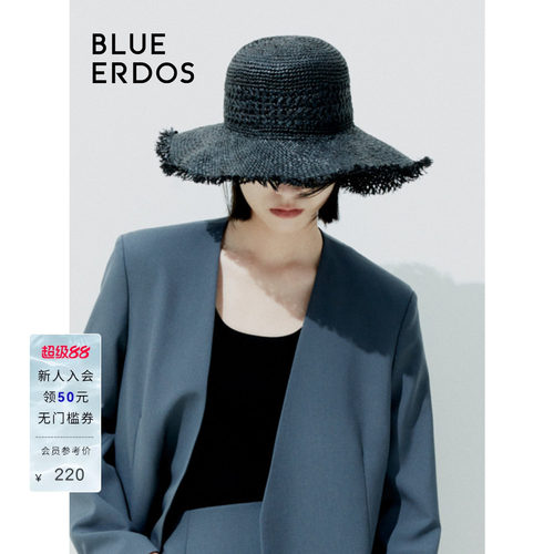blueerdos休闲大帽檐钩针遮阳帽
