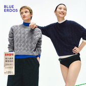 新智性通勤100%山羊绒绞花针织衫 ERDOS冬季 空气羊绒 BLUE