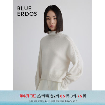 blueerdos半高领绞花套衫