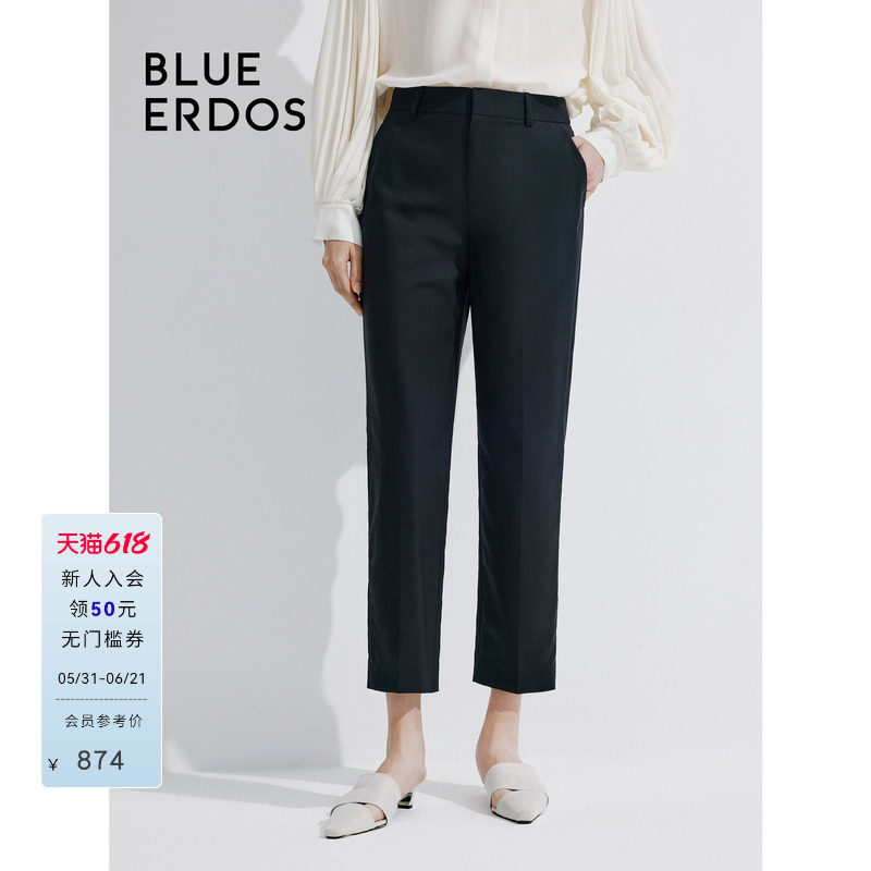 BLUE ERDOS通勤直筒锥形绵羊毛西装裤女裤B245M2006