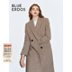 BLUE 100%绵羊毛 ERDOS美拉德驼色正肩毛呢大衣女