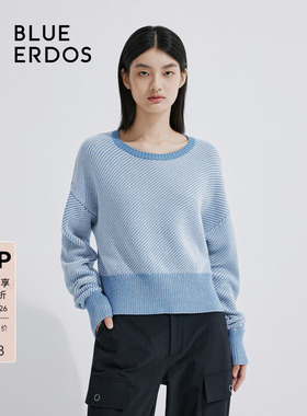BLUE ERDOS春季美拉蓝宽松落肩绵羊毛混纺套衫B245D0087