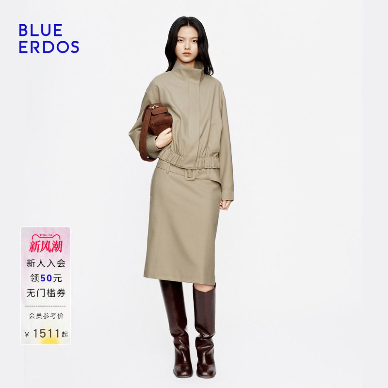 BLUE ERDOS2026秋冬新品休闲工装风套装通勤职场立领外套/半裙图片