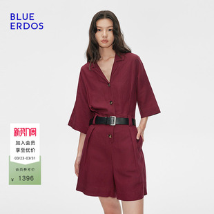 领纯色连体服女B255AB003 气质通勤简约西装 BLUE ERDOS春季