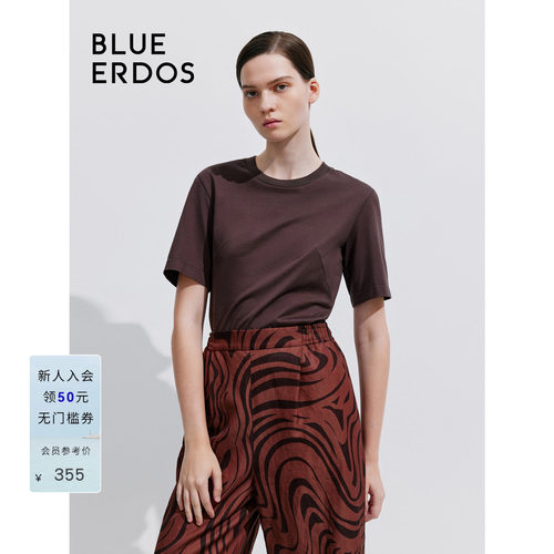 blueerdos圆领纯色短袖上衣