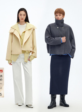 【100%绵羊毛】BLUE ERDOS秋冬知识分子风双面呢毛呢大衣女