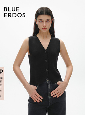 【100%绵羊毛】BLUE ERDOS精纺V领针织背心B246D2006