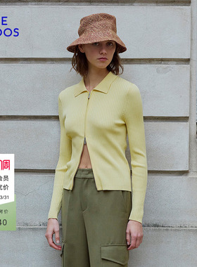 BLUE ERDOS春季修身翻领双开拉链简约针织开衫B255D1019