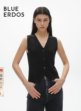 【100%绵羊毛】BLUE ERDOS精纺V领针织背心B246D2006