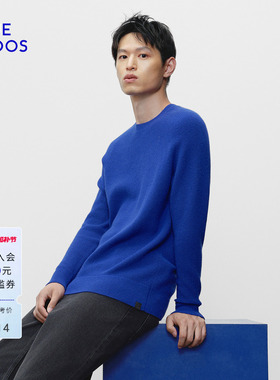 【100%山羊绒】BLUE ERDOS 春季新品简约圆领男套衫B1256A002