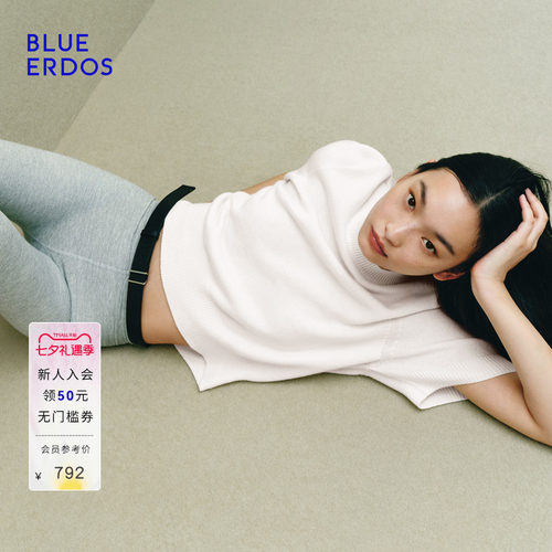 【零感羊绒】BLUE ERDOS秋季松弛感羊毛羊绒圆领宽松短袖针织衫