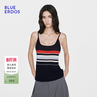 内搭撞色条纹吊带上衣女 复古百搭棉混纺修身 BLUE ERDOS26早春新品