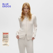 设计师系列 BLUE ERDOS冬季 100%山羊绒纯色翻领短款 针织开衫