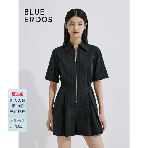 blueerdos翻领A字收腰连体服
