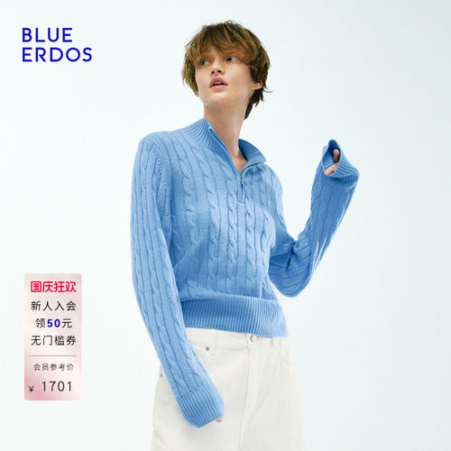 BLUE ERDOS2026秋冬新品半高领针织衫休闲都市风山羊绒混纺上衣女