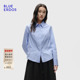 ERDOS 冬季 新品 BLUE 通勤简约翻领蓝白条纹衬衫 女上衣B256HB011