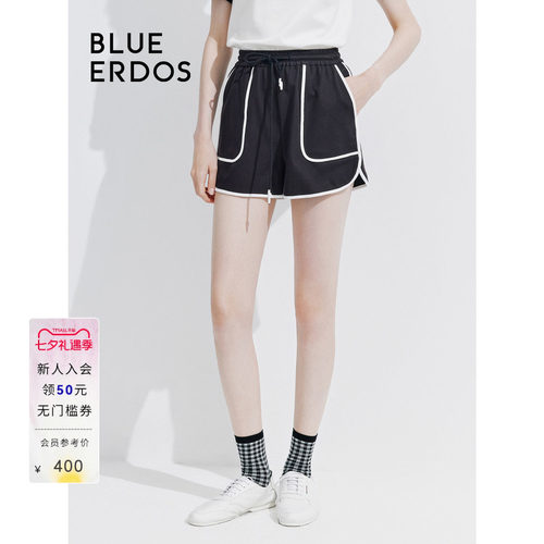blueerdos撞色休闲纯棉短裤