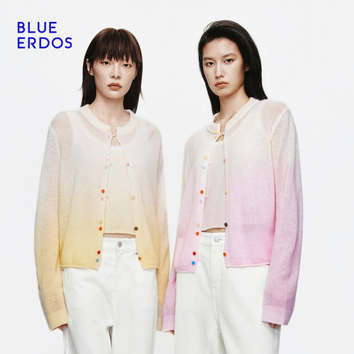 【空气羊绒】BLUE ERDOS2026秋冬新品羊毛羊绒混纺渐变色针织开衫