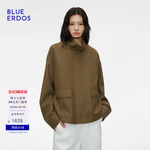 BLUE ERDOS 春季休闲通勤巴恩风立领夹克短外套B255J0001