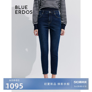 通勤修身 小脚牛仔九分裤 ERDOS24春夏新款 女裤 B245M3011 经典 BLUE