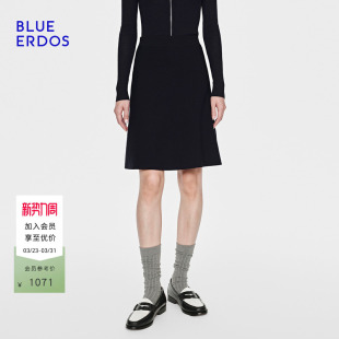 BLUE 简约百搭黑色松紧腰半裙女B2265N002 ERDOS2026早春新品