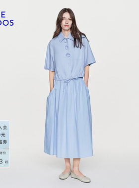 【100%棉】BLUE ERDOS26夏季新品套装松弛小花抽绳短袖衬衫/半裙
