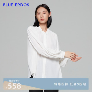 BLUE ERDOS女装 春夏简约通勤舒适立领气质白色衬衫女上衣