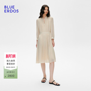 ERDOS春气质优雅桑蚕丝长袖 BLUE 连衣裙B255I2008 真丝