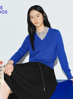 【100%山羊绒】BLUE ERDOS冬季新品复古V领多色百搭套头羊绒衫