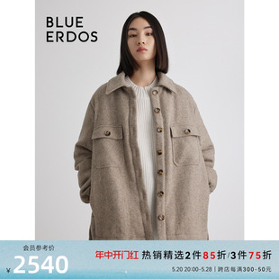 BLUE 羽绒服女B536K6001 式 ERDOS秋冬宽松100%绵羊毛衬衫