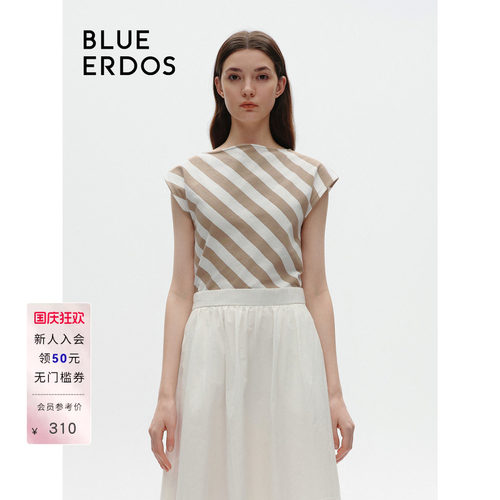 blueerdos一字领舒适纯棉上衣