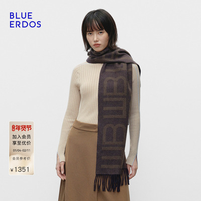【100%山羊绒】BLUE ERDOS冬季新品羊绒双层提花围巾B2256S001