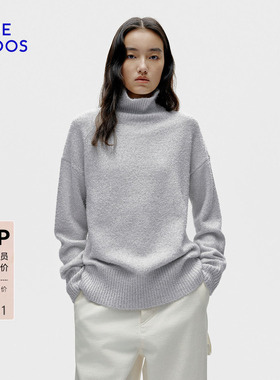 BLUE ERDOS春季新品质感百搭羊毛混纺高领女针织衫B256D0039