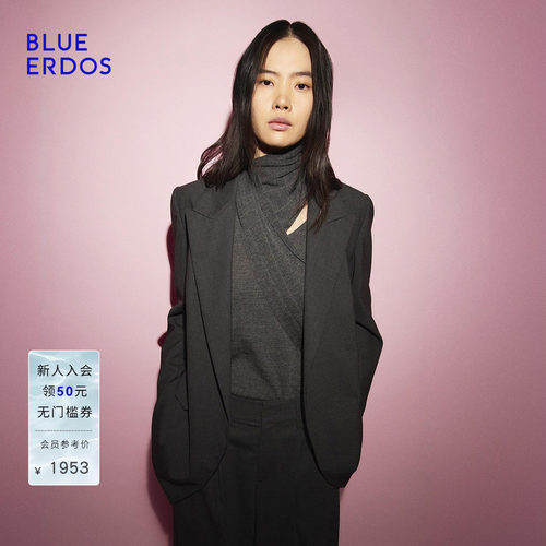 BLUE ERDOS 春季新品简约时尚深灰色枪驳领西装外套B256J1005