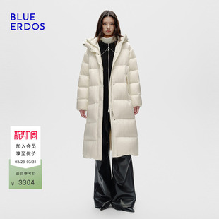 休闲百搭长款 新品 保暖连帽羽绒服外套B256S1018 ERDOS春季 BLUE