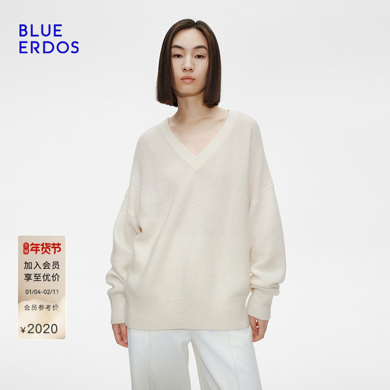 【100%山羊绒】BLUE ERDOS冬季慵懒风V领羊绒套衫B255A0012,女装/女士精品,羊绒衫,淘宝优惠券,粉丝福利购,淘宝优惠卷