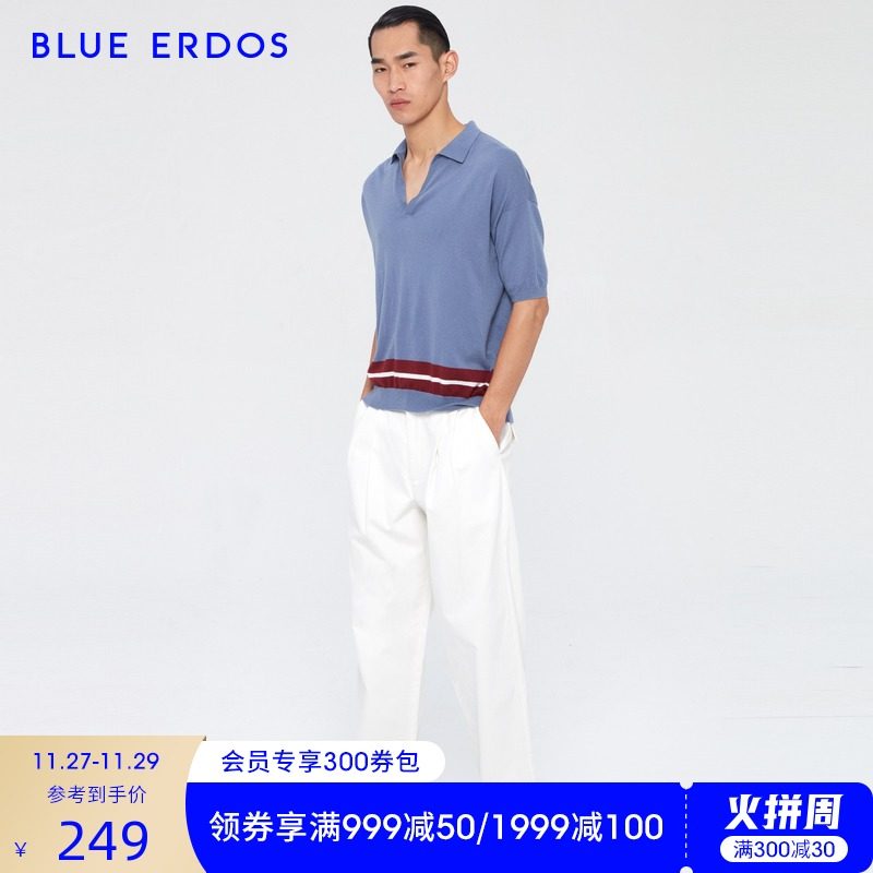 BLUE ERDOS男裝 時尚休閑V領條紋裝飾男T恤POLO衫在類目 男裝, Polo衫中 - 來自Buy2taobao.com提供專業的淘寶代購服務
