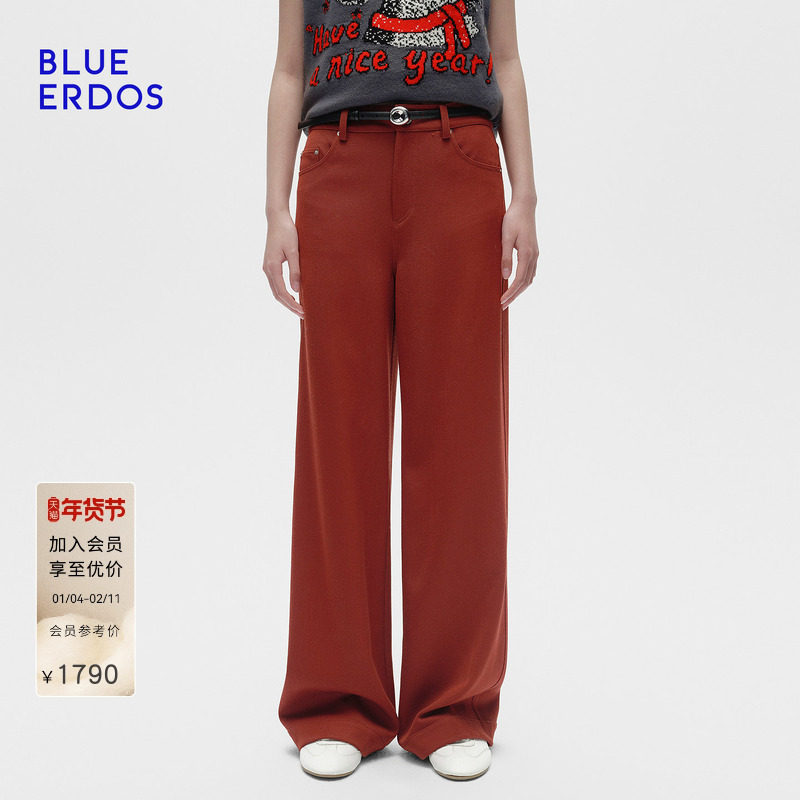 【100%绵羊毛】BLUE ERDOS冬季新品复古休闲南瓜红显瘦直筒裤女,女装/女士精品,休闲裤,淘宝优惠券,粉丝福利购,淘宝优惠卷