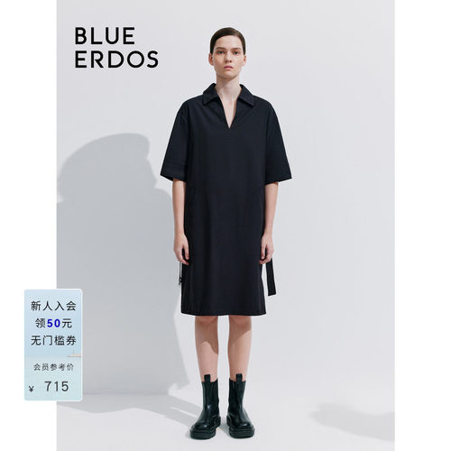 blueerdos棉麻混纺连衣裙