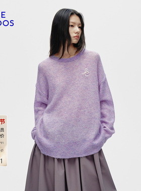 BLUE ERDOS 冬季新慵懒风羊驼毛混纺宽松圆领落肩套衫B556D0003