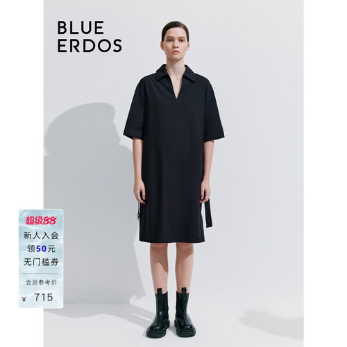 blueerdos棉麻混纺连衣裙