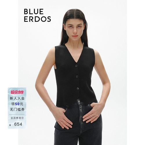 blueerdos绵羊毛针织背心马甲