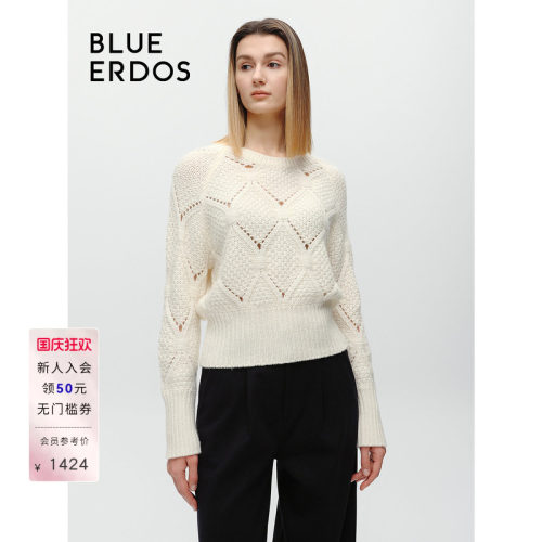 【100%山羊绒】BLUE ERDOS日常通勤圆领针织套衫B246A0062